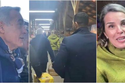 Calin Georgescu la piata cu sotia si garda