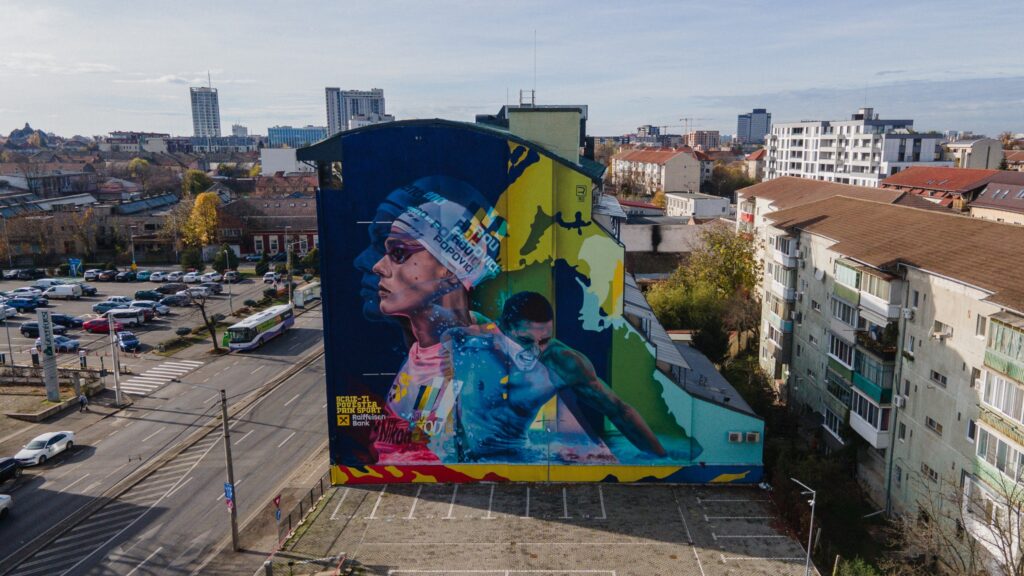 Mural de 400 metri patrati cu David Popovici