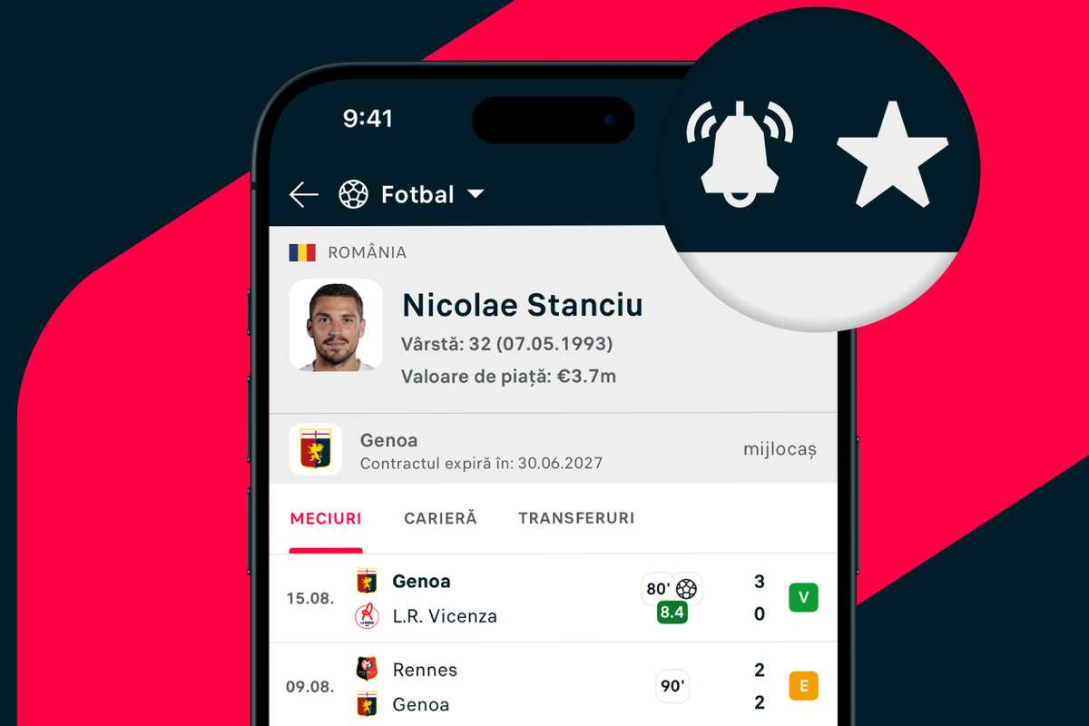 Urmareste ti vedetele de fotbal si primestete notificari