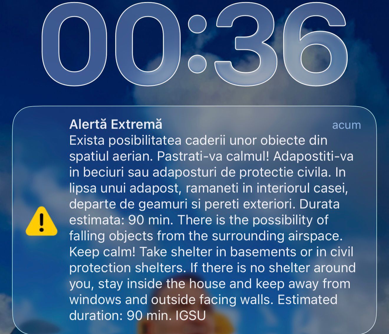 RO Alert pentru judetul Tulcea Locuitorii au fost notificati despre obiecte cazute din aer