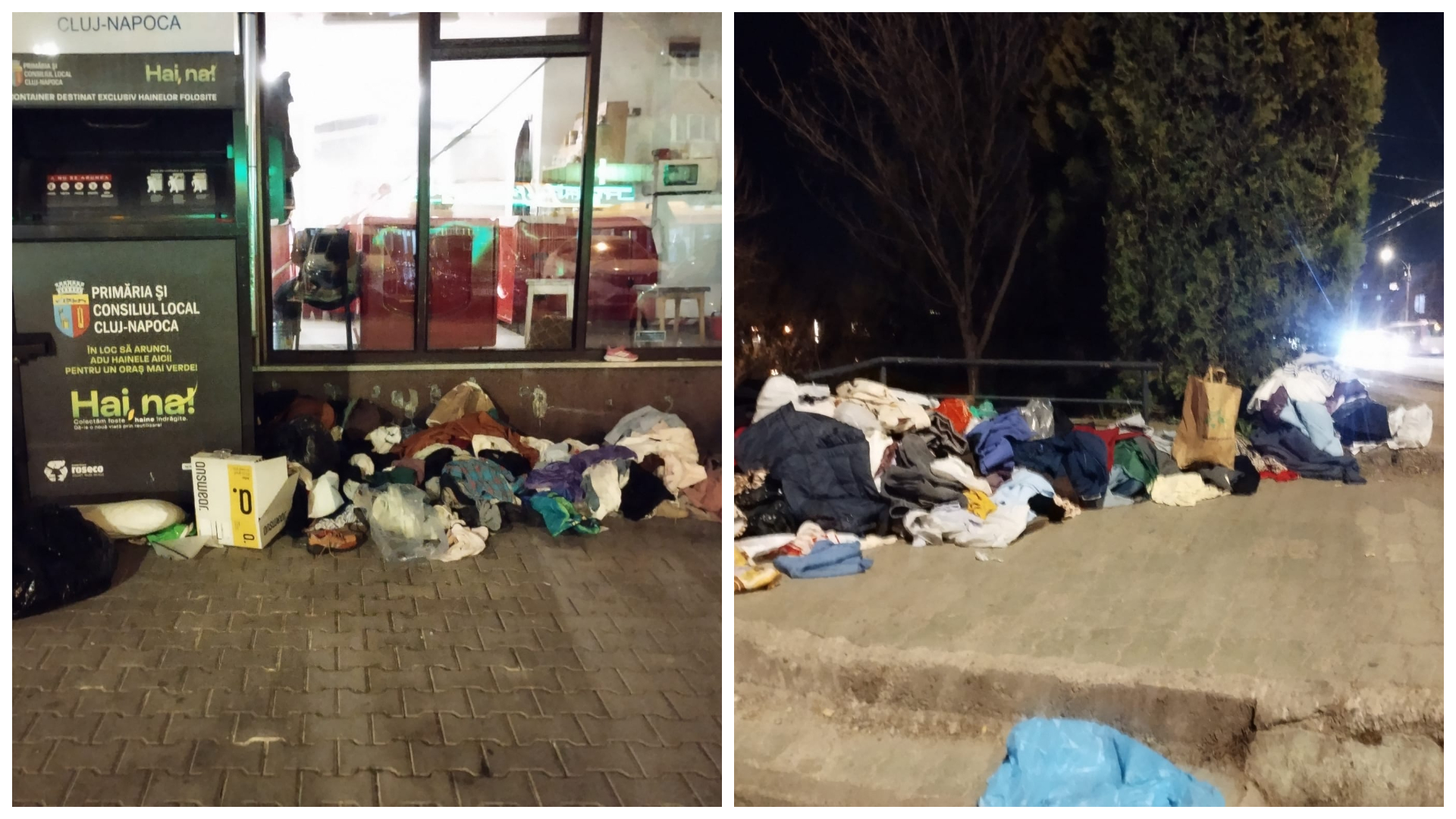 Revolta la Cluj Napoca din cauza imaginilor jenante Haine aruncate pe jos langa containere iar problema persista de luni intregi fara solutii