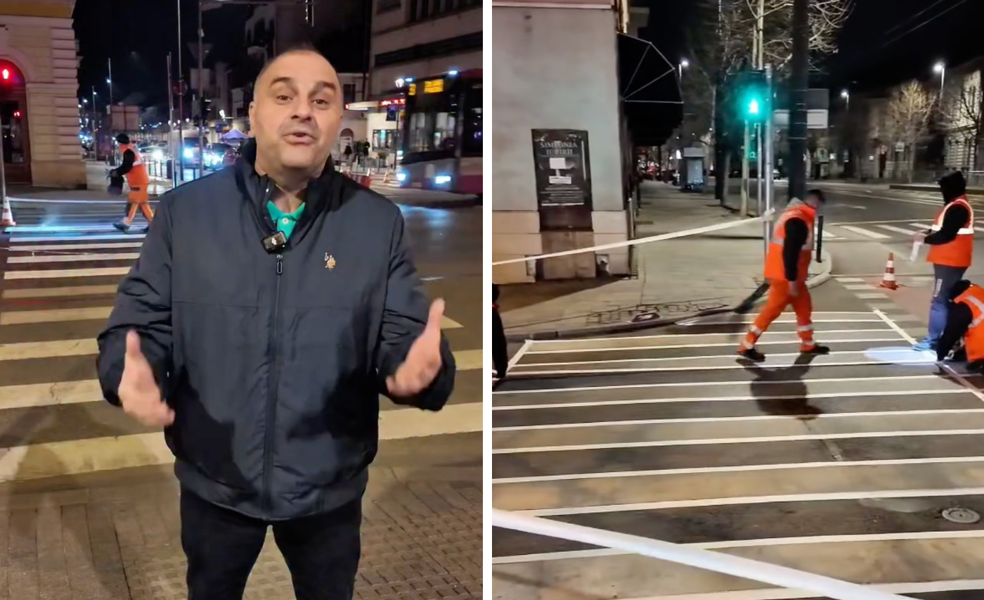 VIDEO Clujul isi modernizeaza strazile Marcajele rutiere si trecerile de pietoni vor fi refacute dupa iarna