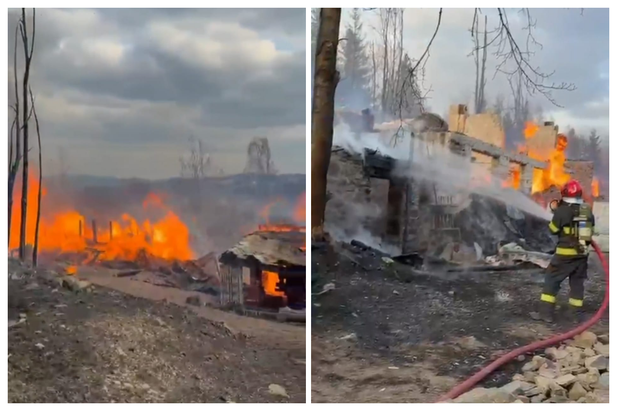 VIDEO incendiu de amploare in Cluj flacarile sau extins la un atelier de tamplarie distrus complet interventie dificila in desfasurare
