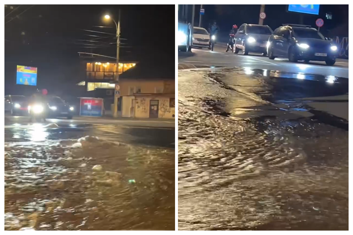 video strazi inundate aseara in cluj dupa ce o teava s a rupt in zona interservisan apa a acoperit intreaga intersectie