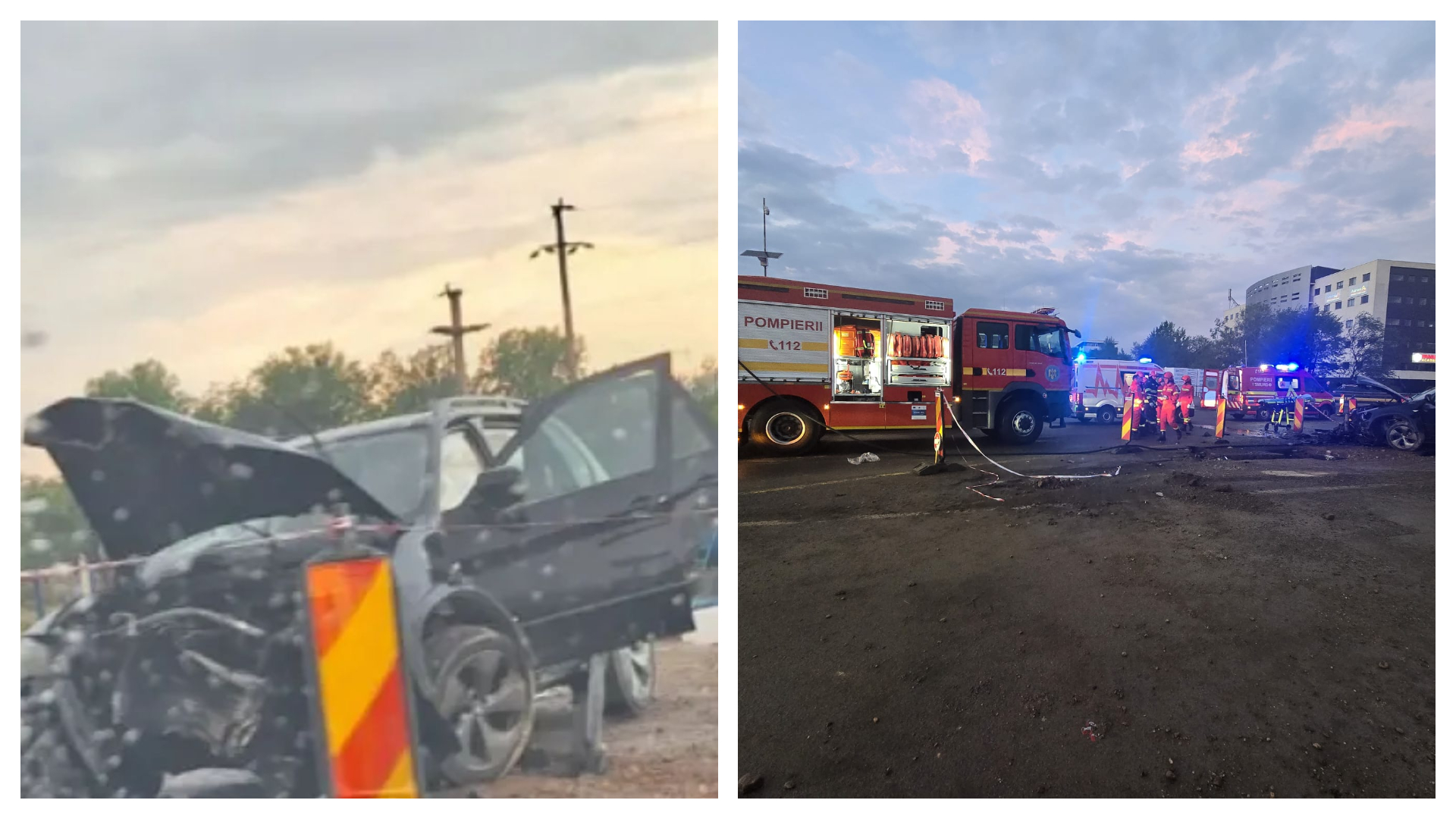 VIDEO BMW ul implicat in accidentul de la VIVO Cluj a fost distrus Soferul baut a ciocnit un parapet de beton