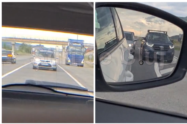 video doi smecheri se comporta necorespunzator pe drumul cluj gilau depasind periculos coloana pe partea dreapta injuraturi si conflicte cand nu a fost lasat sa se bage