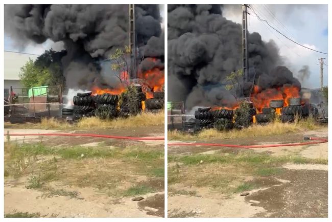 video incendiu de mari proportii in cluj o hala industriala din mihai viteazu a fost cuprinsa de flacari degajand cantitati mari de fum