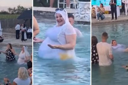 Diana Șoșoacă, spectacol ciudat la școala de vară SOS. A dansat îmbrăcată în piscină pe manele…