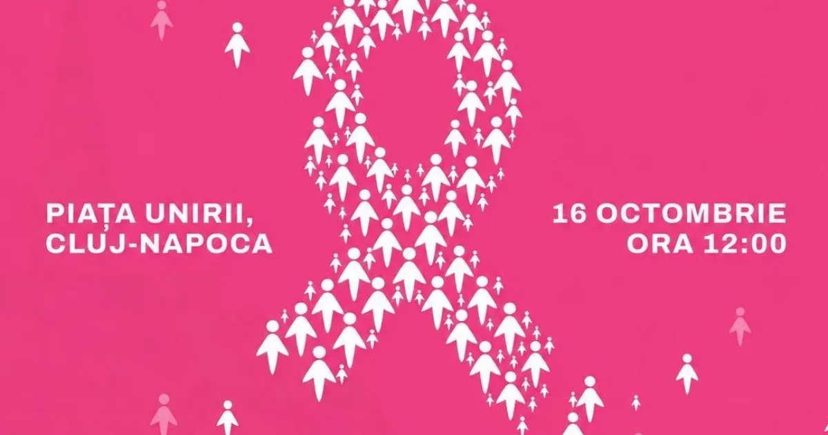 Panglică umană împotriva cancerului de sân la Cluj-Napoca: 300 de participanți așteptați